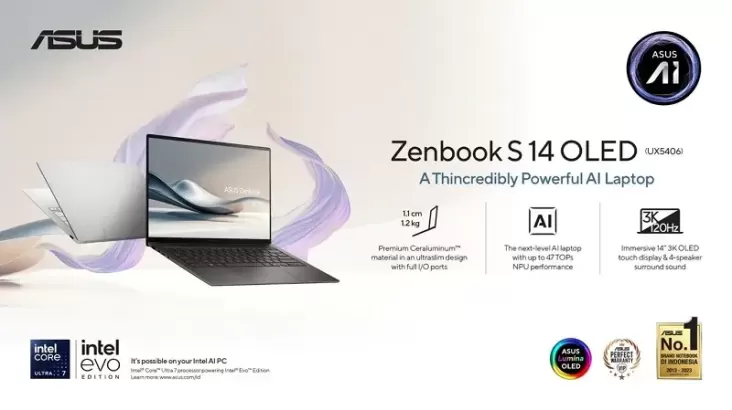 “ASUS Zenbook S 14 OLED (UX5406): Laptop Keren Dengan Intel Core Ultra (Series 2)!”